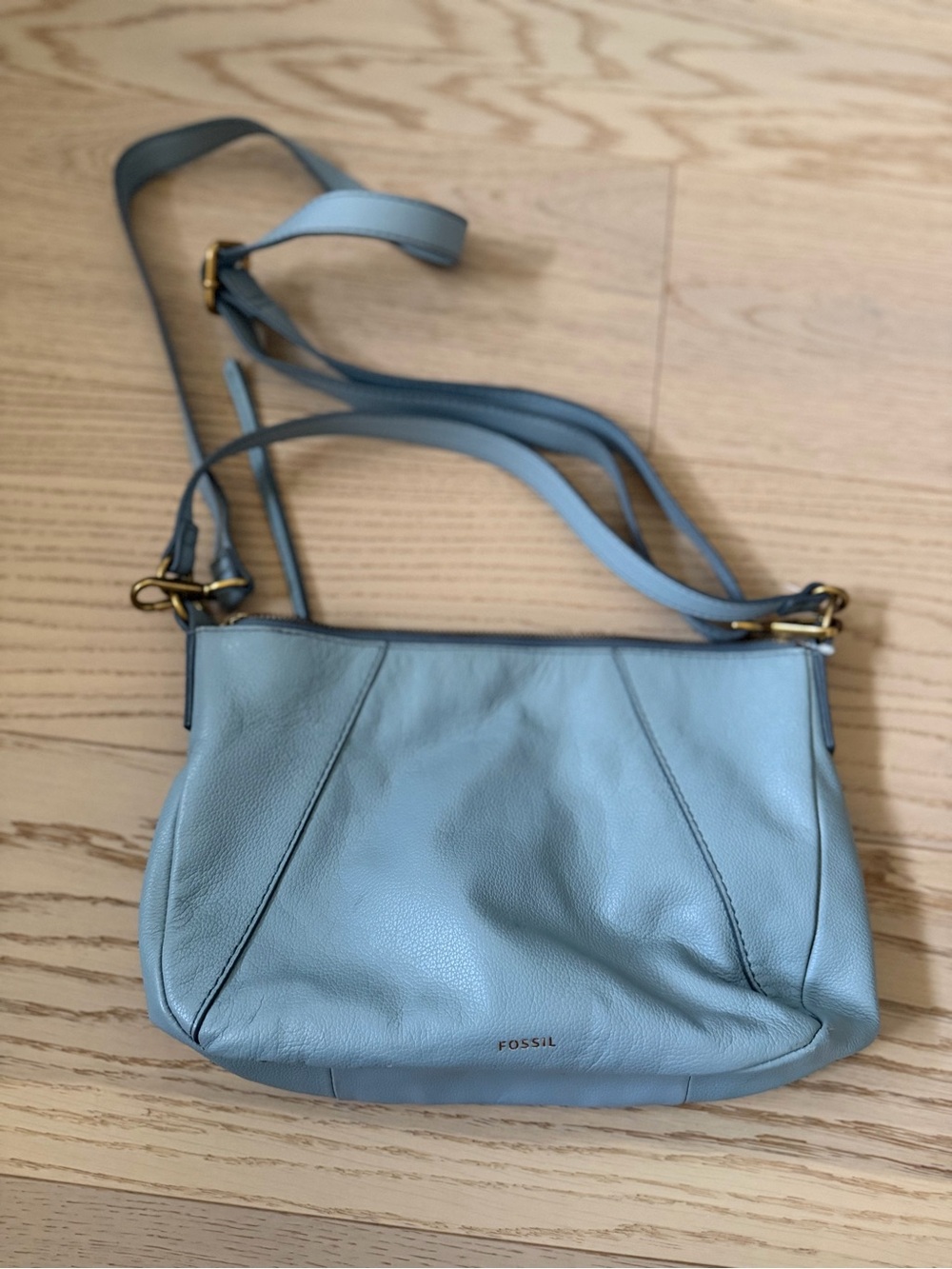 Fossil Light Blue Leather Crossbody Shoulder Bag